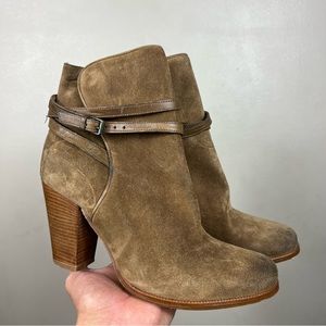AllSaints Victoria Leather Suede Tan Heeled Boots
